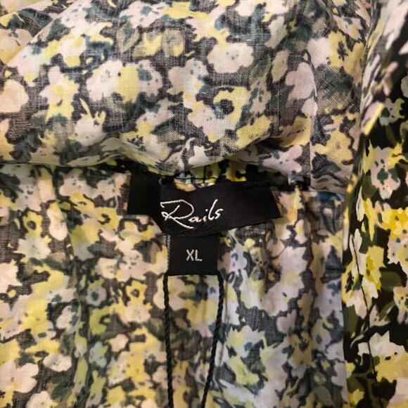 NWT Rails Women's size XL Chrysanthemum Black Yellow Tiered Floral Mini Skirt - Picture 4 of 8